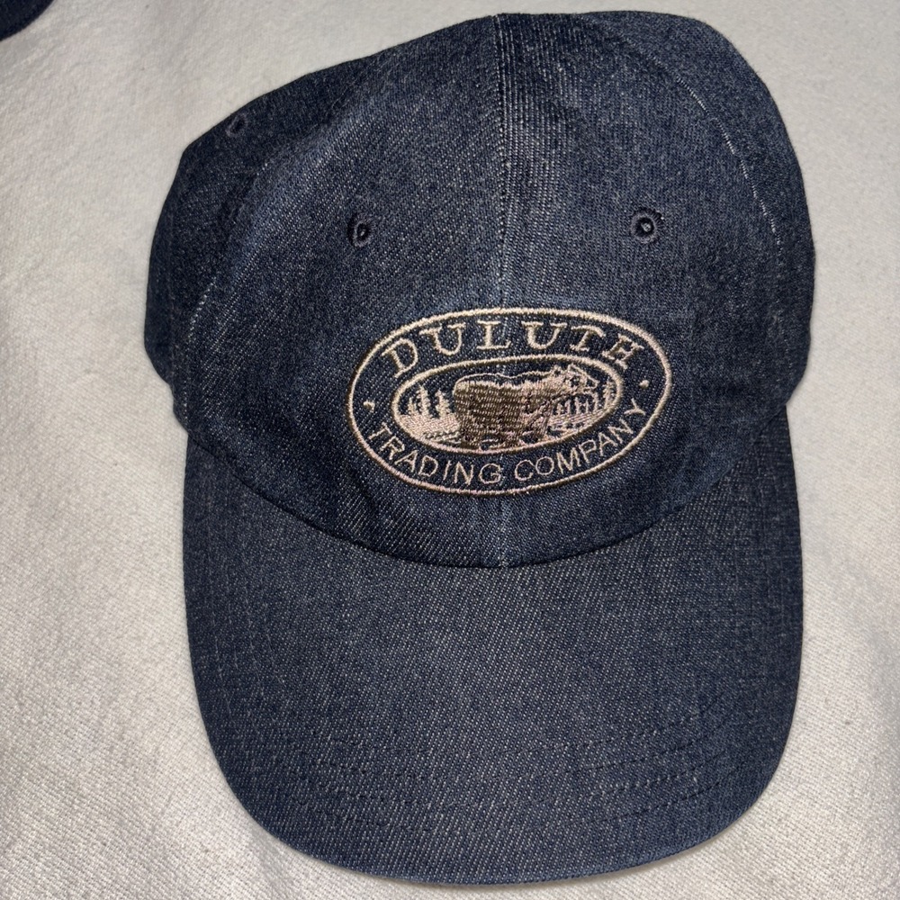 Duluth Trading Company Hat XL XXL Denim Dark Navy Cap Bear Embroidery Adjustable